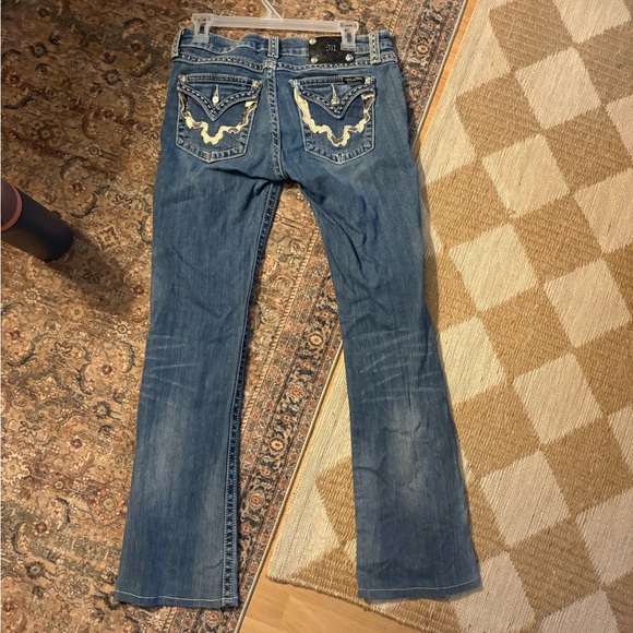 Miss Me Y2K Blue Denim Jeans with Silver Button and Cowhide Detail Size 29 - Picture 2 of 6